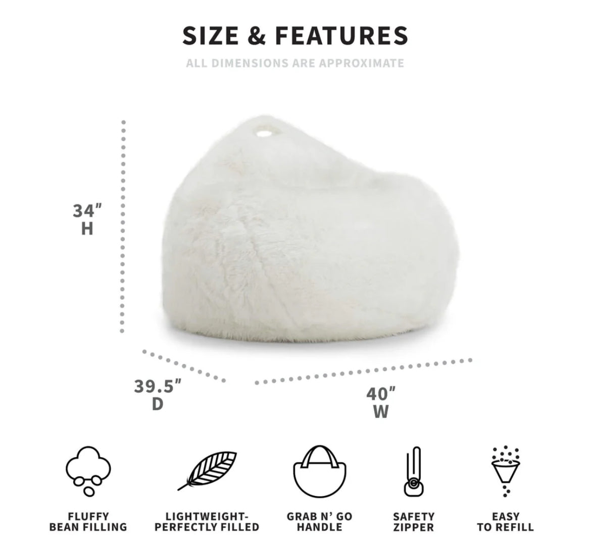 Soft furry bean bag chair